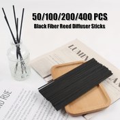 Resim 50/100/200/400 Adet Siyah Fiber Reed Difüzör Çubukları DIY Reed Yağı Dolum Çubukları Ev Aroma Dekorasyonu 