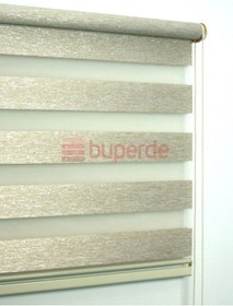 Resim Buperde Simli Krem Bambu Zebra Stor Perde 