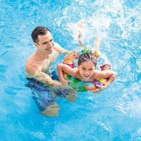 Resim Çocuk Yüzme Simidi - Intex - Şeffaf Desenli - Gök Mavisi - 61cm (59242) 