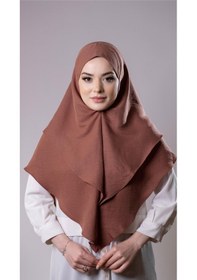 Resim Hürrem Bone Kiremit Pratik Hazır Geçmeli Tesettür Eşarp Pamuk Caz Kumaş Çift Katlı Düz Hijab 2303 05 