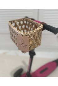 Resim AFRALYAHOME Bisiklet Ön Sepet Scooter Sepeti Bisiklet Sepeti Çok Amaçlı Deri Kulplu Sepet Globber scooter Sepet 