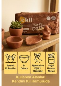 Resim Terra Cotta Doğal Kil Hamuru 3x250gr Hava İle Kuruyan Seramik Hamur El Sanatları, Dekor, Modelleme 250x3 