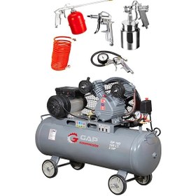 Resim Gap 100 Lt 2 Kafa 8 Bar Pistonlu Hava Kompresörü 3 Hp 5'li 