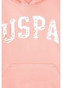 Resim U.S. Polo Assn. Kız Çocuk Neon Pembe Payet İşlemeli Kapüşonlu Basic Sweatshirt 50314312-VR105 