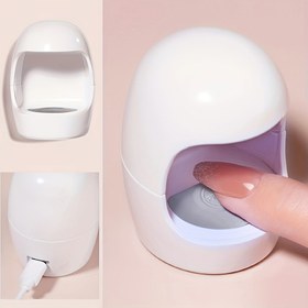 Resim Mini Q Şekilli Tırnak Lambası, USB ile Çalışan Hızlı Kurutma LED Jel Kürleme Lambası, Evde DIY Tırnak Sanatı İçin, Beyaz Yumurta Kabuğu Desenli, Taşınabilir 