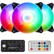 Resim Meridiangoods Aeitto 120mm Yhwk 3ın1 Kasa Fanı Ultra Sessiz Rgb Aydınlatma 3 Fan Ve Kontrolcü 