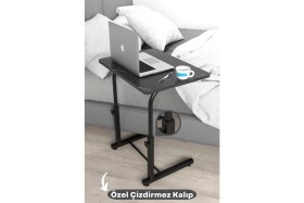 Resim Depolife Yükseklik Ayarlı Laptop Sehpası Kahvaltı Ders Çalışma Bilgisayar Ofis Yemek Çocuk Masası Metal Ayak 