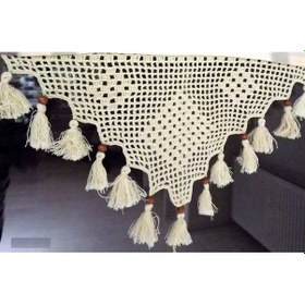 Resim Buldan Tül Perde El İşi Dantelli Naturel Gül Çiçek Desen 190x150 