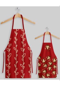 Resim Ays Home Maymun Anne Çocuk Leke Tutmaz Mutfak Önlüğü 5 - 9 Yaş Kırmızı 