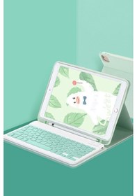 Resim Muratech Newface Apple Uyumlu iPad Pro 11 2022 Kılıf Kc01 Smart Klavyeli Tablet Kılıfı - Açık Yeşil 