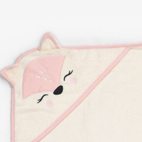 Resim Kanz Bebek Kundak Havlu %100 Pamuk Nakışlı 75x75cm - Fox Pudra 