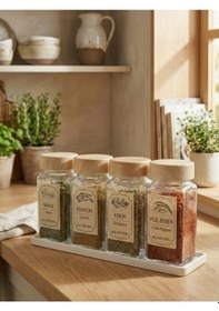 Resim Leelahome 4'lü Set Ahşap Desenli Standlı Kare Baharatlık 140 Ml - Açık Kahve Açık Kahverengi 