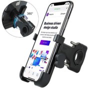 Resim Alüminyum Gövdeli Metal Gidon Bağlantılı Motosiklet Telefon Tutucu 7 İnç Xl Ahşap 