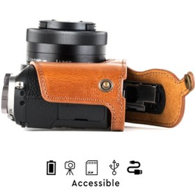 Resim MegaGear Panasonic Lumix Dmc-gx80, Gx85 Suni Deri Fotoğraf Makinesi Kılıfı 