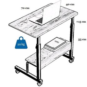 Resim Yükseklik Ayarlı Raflı Laptop Sehpası ve Çalışma Masası - Ceviz 