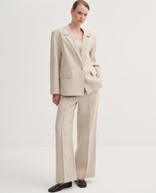 Resim Oversize Keten Fit Blazer - Bej - Bej / M 