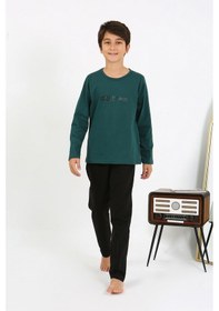 Resim Akbeniz Erkek Çocuk Uzun Kol Penye Pijama Takım 20437 Zümrütyeşili Zümrüt Yeşili 