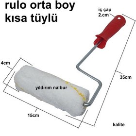 Resim Rulo Kisa Tüylü Orta Boy Küçük Rulo Saten Boya Rulosu Firçasi 