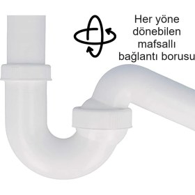 Resim Dallmer Koku Önleyici Lavabo Sifonu 100/0, 1 1/4'', DN40, Süzgeçsiz, Koku Yapmaz, Kolay Uygulanır, Her Yöne Dönebilen Mafsallı 40'lık Çıkış Borulu 