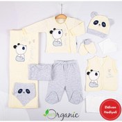 Resim Miniel Unisex Bebek Panda Nakışlı 10'lu Hastane Çıkış Seti - Sarı 