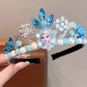 Resim 1 adet Dondurulmuş Prenses Elsa Taçlı Saç Bandı, Taşlı ve İncili Plastik Taç, Prenses Parti Doğum Günü Hediye Aksesuarı 
