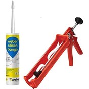 Resim TOPTAN TÜRKİYE Weber Kararmayan, Küflenmeyen Antibakteriyel Banyo Silikonu (şeffaf) 280 Ml + Siliko 