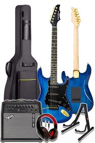 Resim Midex GLC-40BL-50AMP 50 W Şarjlı BT Amfi Kulaklık ve Full Elektro Gitar Seti 