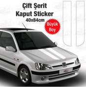 Resim nehay shop Oto Kaput özel yeni sticker Beyaz 2 Şerit 40*84 Cm 