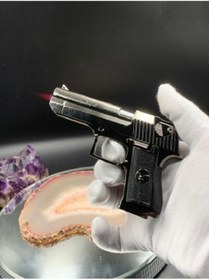 Resim Genel Markalar Desert Eagle Modeli Dekoratif Pürmüz Alevli Hediye Kutulu Siyah Renk Silah Görünümlü Çakmak 