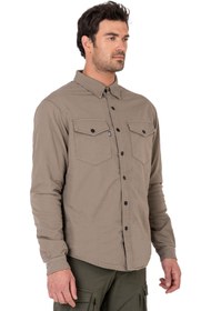 Resim The Biker Jeans Eagle Beige Korumalı Motosiklet Gömleği Erkek 