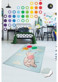 Resim Balloons 140X190 Mavi Çocuk Ve Bebek Halısı 