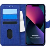 Resim Appple Iphone 13 Kılıf Fabric Book Wallet Lacivert Microsonic