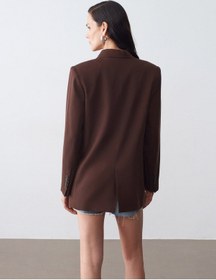 Resim Dilvin 60804 %100 Lyocell Blazer Ceket-kahve 