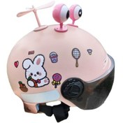 Resim Magideal Suntek Sevimli Çocuk Motosiklet Kaskı Pembe Tavşan 