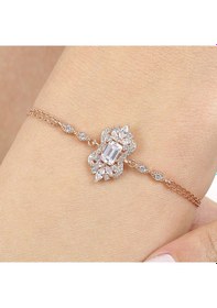 Resim Asil Işıltı Klasiği Rose Renk Vintage Gümüş Bileklik 