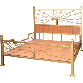 Resim El Yapımı 180x200cm Çift Kişilik Eskitme Ferforje Karyola Özel Üretim PS202 