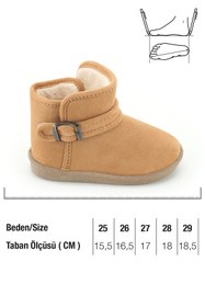 Resim GEZER Kız Çocuk Kışlık Boğazdan Peluşlu Tek Kemer Cırt Cırtlı Ayarlanabilir PVC Rahat Taban Ev Bahçe Okul Kreş Kısa Bot 