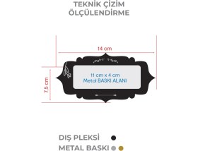 Resim Akrilik Üstü Metal Özel Kesimli Kapı Isimliği -Numara 