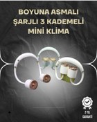 Resim TeknomAVM Asılabilir Mini Boyun Fanı | 1000mAh Şarjlı, Turbo Güçlü Rüzgar 