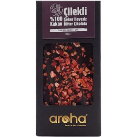 Resim AROHA Çilekli Şekersiz Bitter Çikolata 85g 