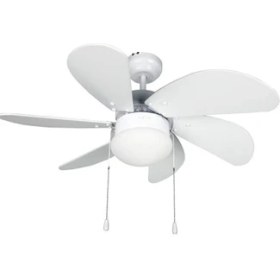 Resim Kaşkar Taflan 6 Kanatlı Lambalı Tavan Vantilatörü L36009 Beyaz 
