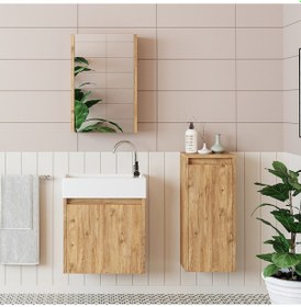 Resim Roomart Ayaksız Tek Kapaklı Lavabolu 50 Cm Banyo Dolabı-aynalı Üs Atlantikçam 