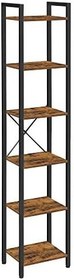 Resim VASAGLE Raf, Kitaplık, dikili Raf, DVD Rafı, 6 seviyeli, ofis Rafı, açık Raflar, ofis, Oturma Odası, Yatak Odası, mutfak için, 30 x 40 x 187,5 cm, Vintage Kahverengi-Siyah LLS101B01 