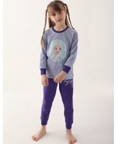 Resim Frozen Açık İndigo Kız Çocuk Uzun Kol Pijama Takım Açık İndigo 