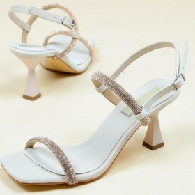 Resim Çift Taşlı Topuklu Ayakkabı Bej-bej 