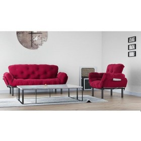 Resim Pafu Nitta Koltuk Takımı 3+1 Bordo 