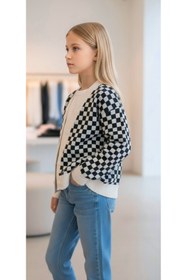 Resim Minimoda Kids Kız Çocuk Dama Desenli Triko Hırka 