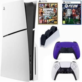 Resim Sony Playstation 5 Slim cdli + 2.Duamor + Şarj İstasyonu + FC26 + GTA 5 ( İthalatçı Garantili ) 