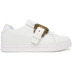 Resim Versace Kadın Court 88 Dis. SK9 Tokalı Tabanı Kabartma Yazılı Sneaker - Beyaz 