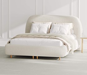 Resim Klem Çift Kişilik Bazalı Karyola 160x200 - Bukle - Deniz Köpüğü / Açık 